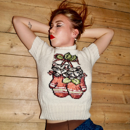 Strikkeopskrift - Doskert, Xmas Kittens Tee